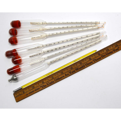 Vintage "SPECIFIC GRAVITY" & TEMP. THERMOMETER Lot/Set MOST BY PRINCO Lab Glass