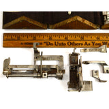 Antique SINGER TREADLE SEWING PUZZLE OAK BOX Marked "PAT 1880" + 17 Parts/Pieces