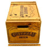 Vintage GRIZZLY BEER CRATE Canadian SLIDE-TOP WOOD BOX Rare IMPORTED FROM CANADA