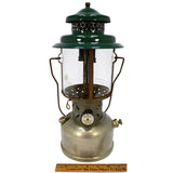 Vintage COLEMAN Model 220D GAS LANTERN Nickel-Plated & Green Top 2-MANTLE c1950s