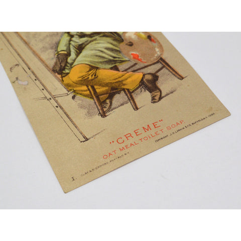 Antique Advertising OLD TRADE CARD "CREME" Oat Meal Toilet Soap PAINTING MONKEY