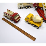 Vintage MINI TONKA 6 VEHICLE LOT Shell Gas FIRE LADDER Cement Mixer DUMP TRUCK +