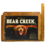 Vintage HOLMES BEAR CREEK FRUIT CRATE Pears/Peaches GRAPHIC BEAR LOGO LABEL Rare