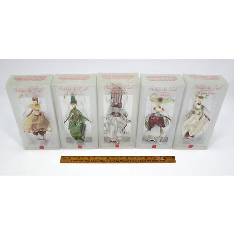 Russ Holiday BELLES DE NOEL Lot of 5 Hand-painted XMAS ORNAMENTS by RUSS BERRIE