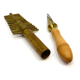 Antique APOTHECARY CORK BORER 15 pc Brass Set + BONUS SHARPENER! Lot of 2 Tools