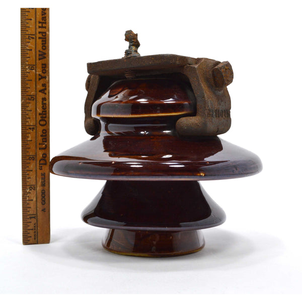 Antique PORCELAIN INSULATOR w/ Hardware U-961 or U-963? Multi-Skirt 3-GLAZE-WELD
