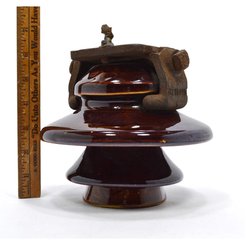 Antique PORCELAIN INSULATOR w/ Hardware U-961 or U-963? Multi-Skirt 3-GLAZE-WELD