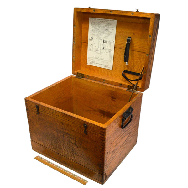 Vintage "ASHCROFT DEAD WEIGHT GAUGE TESTER" WOOD BOX Finger-Jointed TOOL CASE