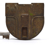 Antique BIG 5" IRON PADLOCK w/ Keyhole Cover/Door & WORKING KEY Unbranded RARE!