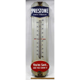 Vintage ADVERTISING WALL THERMOMETER "PRESTONE ANTI-FREEZE" Porcelain Over Steel