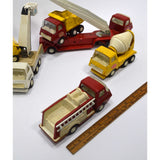 Vintage MINI TONKA 6 VEHICLE LOT Shell Gas FIRE LADDER Cement Mixer DUMP TRUCK +