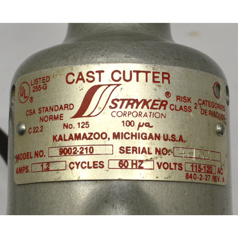 Vintage STRYKER CAST CUTTER No. 9002-210 w/ Blade ORTHOPEDICS SAW Tested Good!