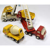 Vintage MINI TONKA 6 VEHICLE LOT Shell Gas FIRE LADDER Cement Mixer DUMP TRUCK +
