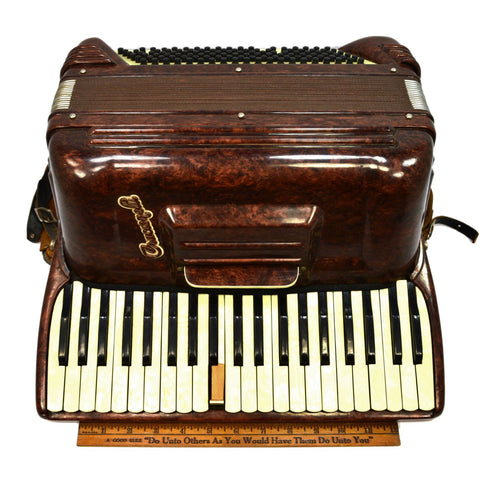 Vintage CRUCIANELLI PANCORDION ACCORDION Brown/MO-Pearl "MB 6093" Italy 41-KEYS