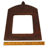 Antique LEATHER-WRAPPED WOOD MIRROR Handmade CUSTOM/HOMEMADE Small 10" x 14.5"