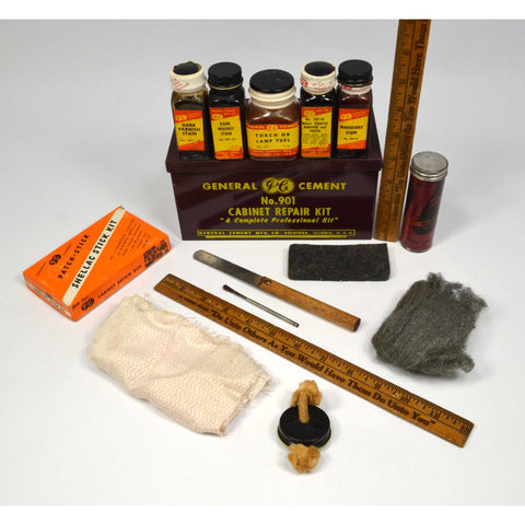 Vintage GENERAL CEMENT No. 901 CABINET REPAIR KIT Original METAL BOX w/ Contents