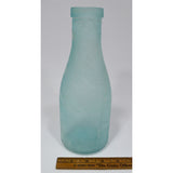 VTG/Antique HAND BLOWN MILK BOTTLE Very Crude & Unusual AQUA GLASS w/ Tooled Lip