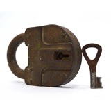 Antique BIG 5" IRON PADLOCK w/ Keyhole Cover/Door & WORKING KEY Unbranded RARE!