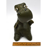 Antique LEATHER STUFFED ANIMAL Custom/Folk Art FUNKY HIPPO DOG Wood & Glass Eyes