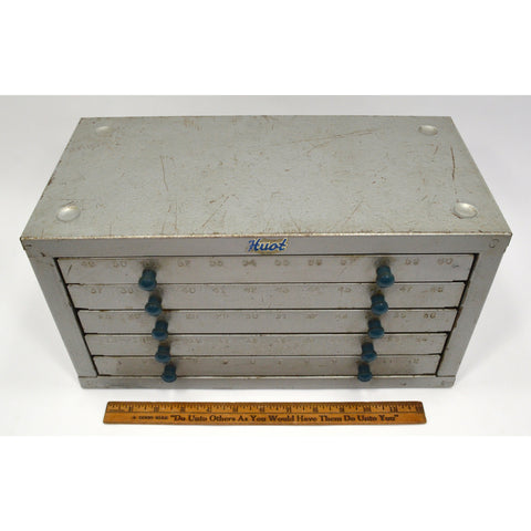 Vintage HUOT DRILL BIT INDEX / CABINET Metal Chest of 5-Drawers 60 DIVIDED SLOTS