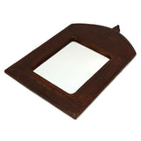 Antique LEATHER-WRAPPED WOOD MIRROR Handmade CUSTOM/HOMEMADE Small 10" x 14.5"