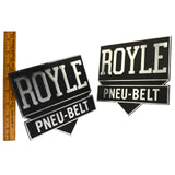 Vintage MACHINIST NAMEPLATE Lot; 2 ROYLE PNEU-BELT LOGO TAGS Paterson/Oakland NJ