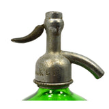 Vintage GREEN GLASS SELTZER BOTTLE Etched "LUNA BOTTLING CO." Friedman Cap RARE!