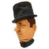 Vintage PLASTER/CHALKWARE HEAD 11" Wall Sculpture HAND-PAINTED BY "G.K." Top-Hat