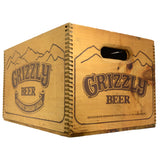 Vintage GRIZZLY BEER CRATE Canadian SLIDE-TOP WOOD BOX Rare IMPORTED FROM CANADA