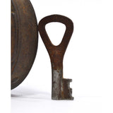 Antique BIG 5" IRON PADLOCK w/ Keyhole Cover/Door & WORKING KEY Unbranded RARE!