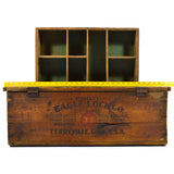 Antique EAGLE LOCK CO SALESMAN CHEST Wood Box + GRANGER TOBACCO ADVERTISING Rare