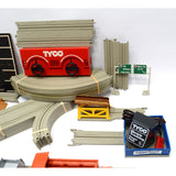 Vintage TYCO "MOTOR CITY US 1" SLOT CAR SET w/ 2 Dump Trucks + CAR CARRIER SEMI!