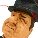 Vintage PLASTER/CHALKWARE HEAD 11" Wall Sculpture HAND-PAINTED BY "G.K." Top-Hat