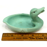 Vintage WELLER POTTERY Patricia Evergreen DUCK PIN TRAY 4.5" Turquoise SOAP DISH