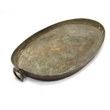 Antique COPPER AU GRATIN PAN-POT Unsigned 18" CRUDE OVAL Ring Handle VERY UNIQUE