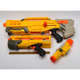 NERF LOT; LONGSHOT CS-6 BLASTER Pull-Back Pistol "SWITCH SHOT EX-3" + 30 Darts +