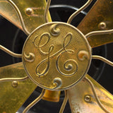 Antique G.E. 12" BRASS BLADE PANCAKE FAN 1900 Model TYPE UI FORM F-9 Stick Mount