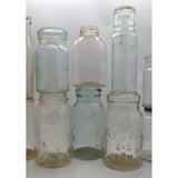 Antique BOTTLE LOT OF 16 CANNING JARS + 1 GLASS LID! Milk PICKLE & MORE BOTTLES!