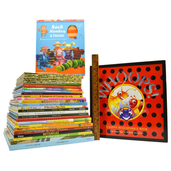 Hardcover CHILDREN'S PICTURE-BOOK Lot of 29 BIG BOOKS + "Sock Monkey & Friends"