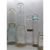 Antique BOTTLE LOT OF 16 CANNING JARS + 1 GLASS LID! Milk PICKLE & MORE BOTTLES!