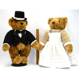 VERMONT TEDDY BEAR Lot; 2 WEDDING BEARS Bride & Groom + 2 DOLL STANDS Excellent!