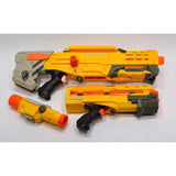 NERF LOT; LONGSHOT CS-6 BLASTER Pull-Back Pistol "SWITCH SHOT EX-3" + 30 Darts +
