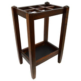 Antique MAHOGANY UMBRELLA RACK Wood Cane Stand w/ Tray ARTS & CRAFTS Entry Foyer