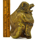 Antique FIGURAL BRASS "TANUKI" INCENSE BURNER Japanese RACCOON-DOG *Missing Lid*