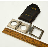 Antique GERMAN BRASS FOLDING LOUPE Magnifying Glass w/ Case mrk'd "Charles Ames"