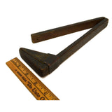 Antique UNBRANDED FOLDING CALIPER-RULE Wood & Copper PRIMITIVE MULTI-TOOL c.19th