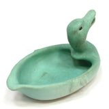 Vintage WELLER POTTERY Patricia Evergreen DUCK PIN TRAY 4.5" Turquoise SOAP DISH
