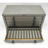 Vintage HUOT DRILL BIT INDEX / CABINET Metal Chest of 5-Drawers 60 DIVIDED SLOTS