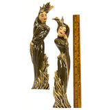 Vintage CERAMIC ARTS STUDIO "FIRE" FIGURINES 11.5" Man & Woman HIS & HER Brown