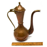 Antique HAMMERED COPPER 9" LIDDED PITCHER Russian Hallmarked TEA / WATER CARAFE